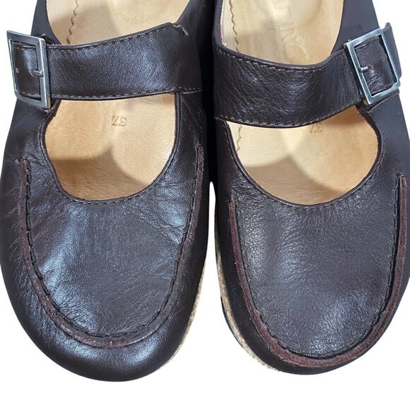 Haflinger mary Jane slip on clog shoes brown leather women’s 37 minimalist - Picture 3 of 14